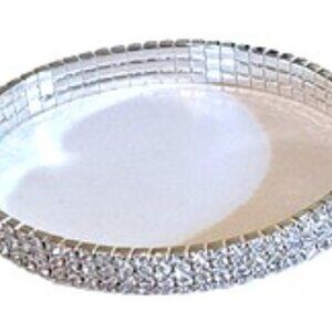 Bright Silver Rhinestone Stretch Bangle Bracelet XL